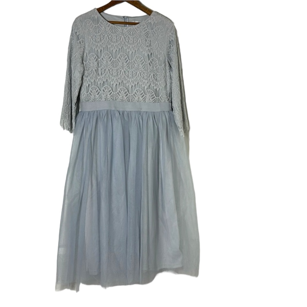 NEW DAINTY JEWELLS Blue long sleeve dress lace top petticoat bottom SIZE LARG